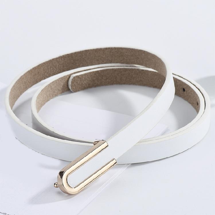 Trendy Waist Belt U Shaped Metal Buckle Thin Belt Waist Cincher for Women Enhances Any Outfit