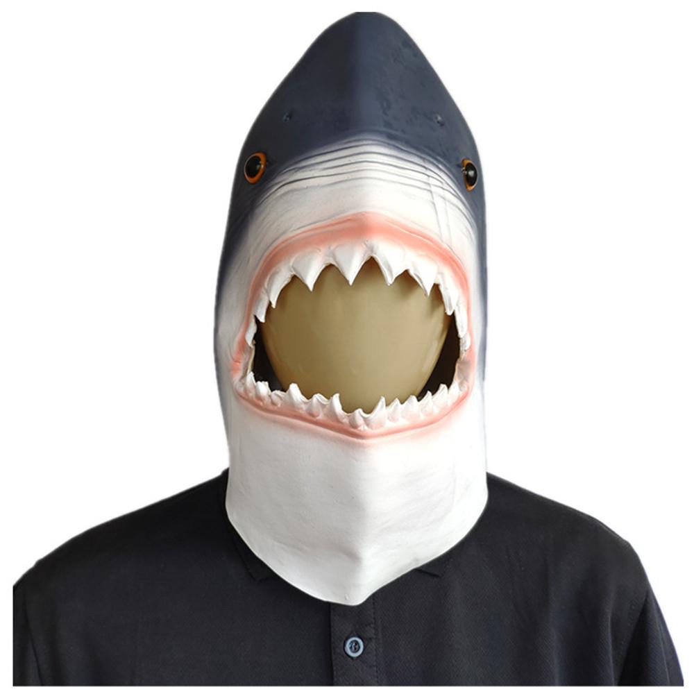 Funny Dolphin Mask Halloween Party Latex Great White Shark Hood Mask Prom Show Props Shark Mask
