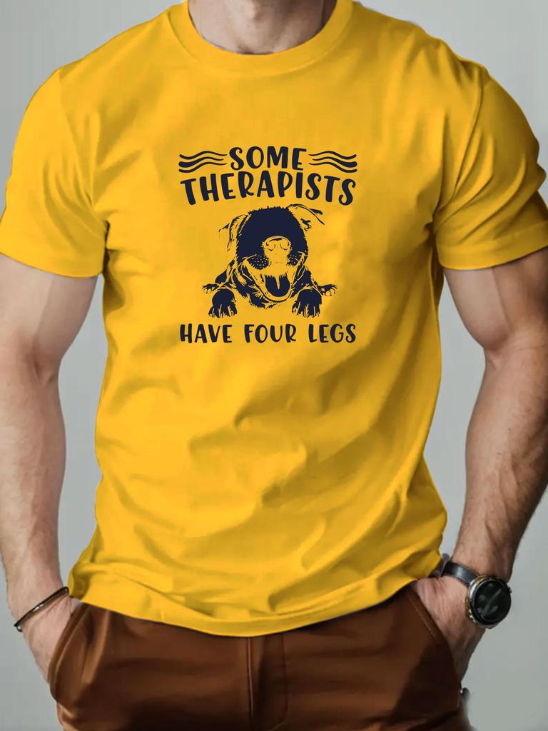 Мужская хлопковая футболка SOME THERAPISTS HAVE FOUR LEGS летняя с круглым вырезом с коротким рукавом с принтом дышащая модная повседневная футболка