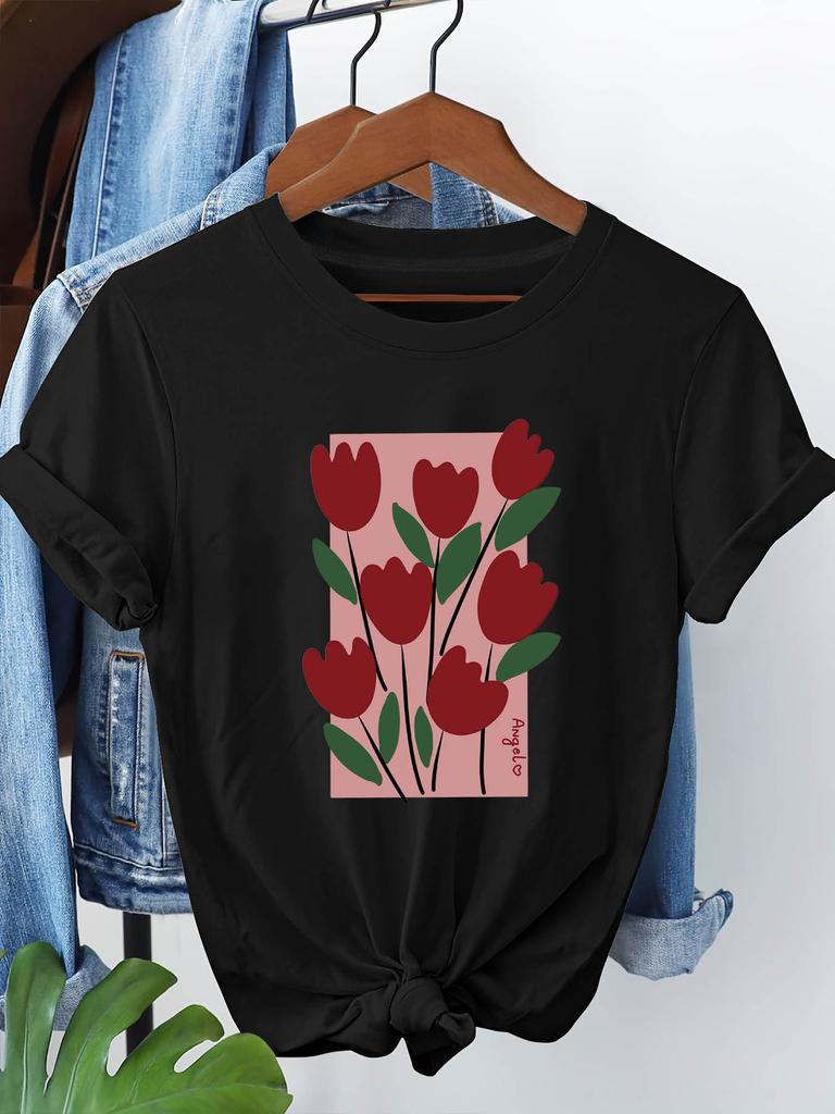 Red Flower Art Print T-shirt