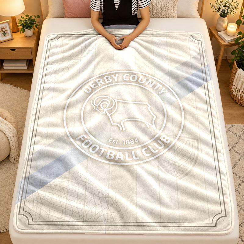 Flannel BlanketDerby County Warm Soft Throw Blanket for Indoor Sofa Bed Living Room Use