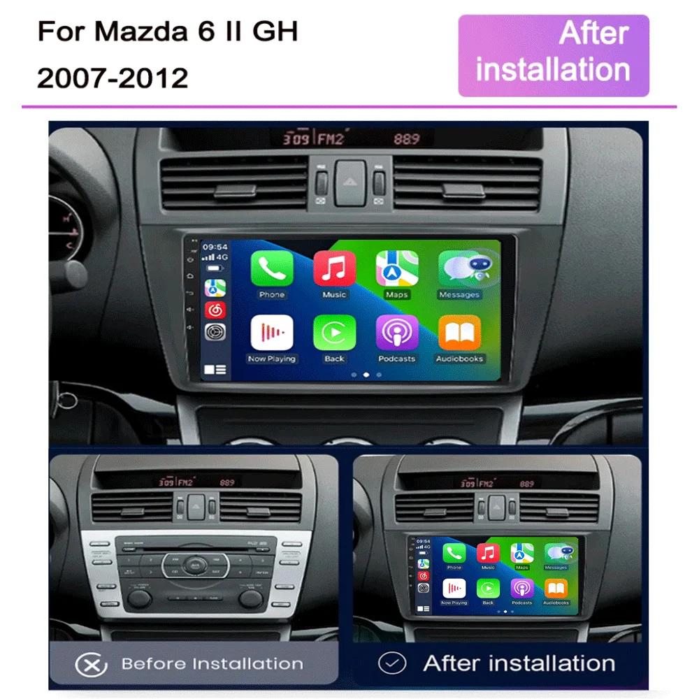 Автомобильное радио Android14 Carplay Auto для Mazda 6 GH 2007 2008 2009 2010 2011 2012 Мультимедиа GPS Видеоплеер Стерео 2din Головное Устройство