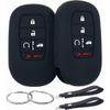 Silicone Rubber Key Fob Cover Compatible with (5 Buttons) -2025 Honda Accord Civic HR-V CR-V Pilot Sport SI EX EX-L Touring (Black Pink)