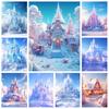 DIY 5D Полная круглая алмазная вышивка Замок Картина Дом Мозаика Вышивка крестом Пейзаж Зимняя картина Украшение