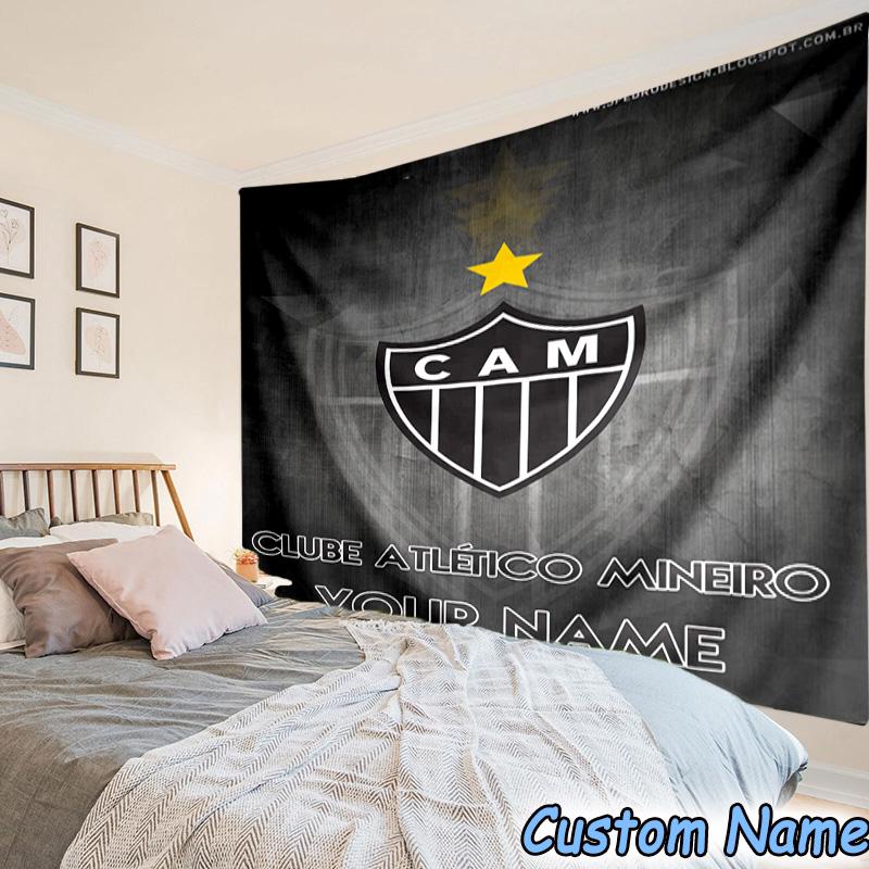 Custom Name Atletico Mineiro Printed Tapestry, for Bedroom,Livingroom, dormitory, Large Wall Decor, Fabric Decor Fan Birthday Gifts