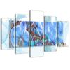 Five Piece Picture Canvas Print Orchid Abstract Blue