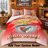 Benfica FC Pattern Bedding 3Pcs Set Custom Name, Bed Sheet And Pillowcases For Home Bedroom