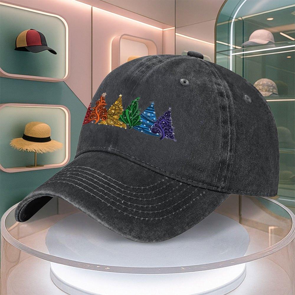 Abstract Christmas Tree Print Baseball Cap For Men Women Curved Brim Dad Hat Adjustable Duck Tongue Cap