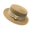 Sunscreen hat women's French flat-top pearl top hat summer British celebrity style casual versatile sun straw hat