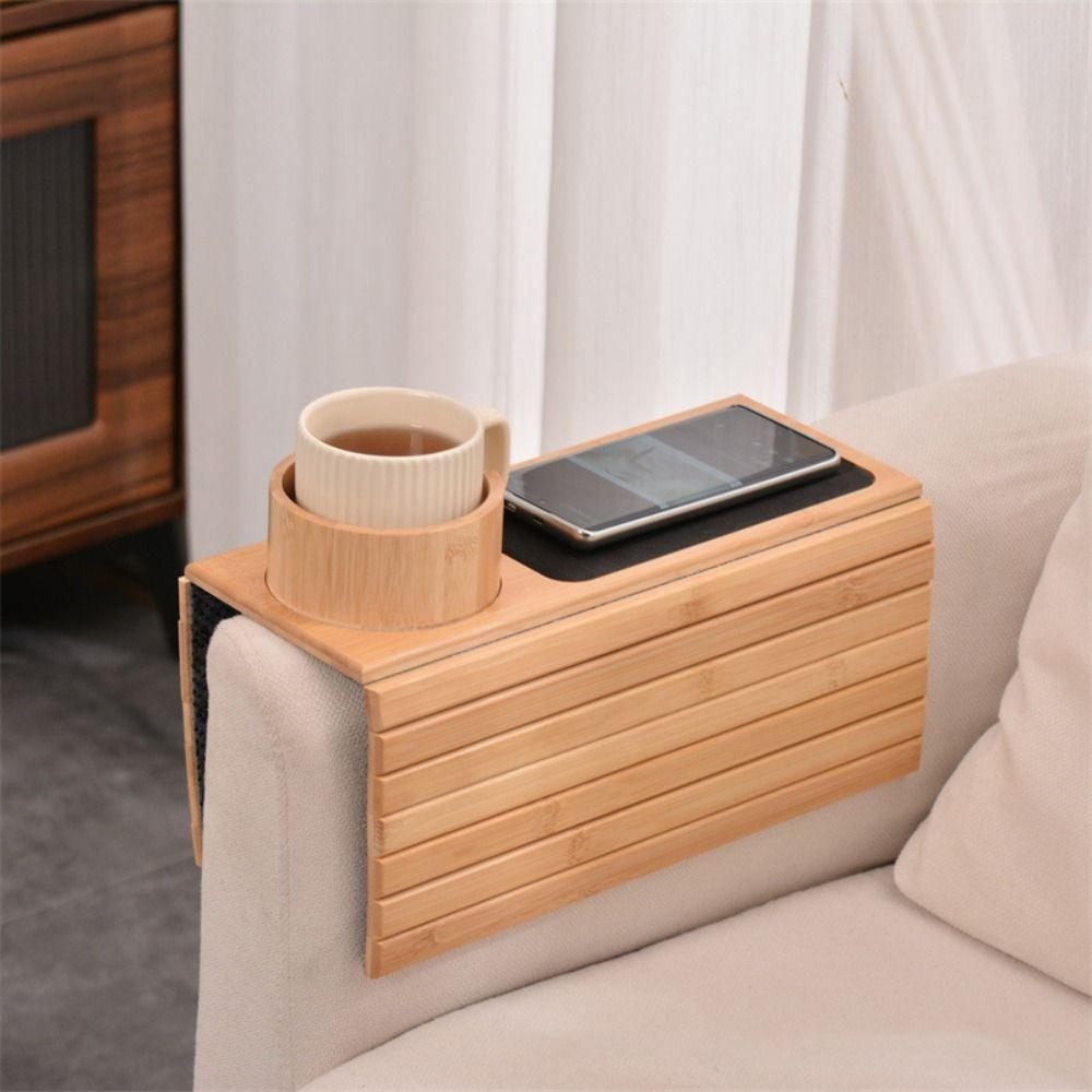 Деревянный поднос для дивана, противоскользящий поднос для дивана, прочные приставные столики для еды/напитков/закусок
