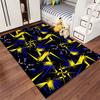 Modern Abstract Carpet with Yellow and Blue Geometric Starburst Pattern Suitable for use as an anti-slip for living room bedroom sofas