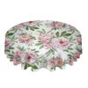 Vintage Pattern Texture Hibiscus Flower Round Tablecloth Kitchen Decor Waterproof Table Cloth Dining Coffee Table Cover