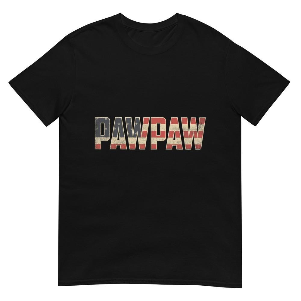 Pawpaw Bold Patriotic American Flag Fathers Day Pawpaw Tshirt