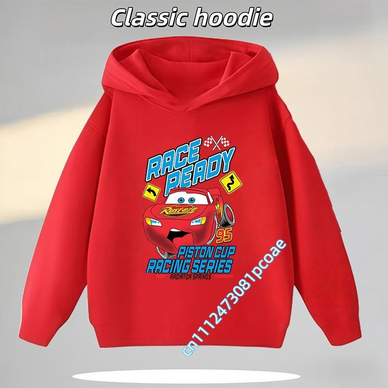 Boy's Sports Shirt Cartoon Print Boy's Fall/Winter Pullover Shirt Cars of the Universe Children's Hooded Sweatshirt Casual Shirt