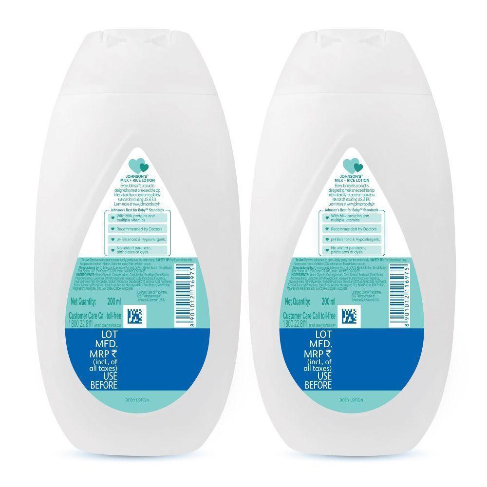 Детский лосьон с Молоком и Рисом (2 х 200 мл), Milk + Rice Lotion,  Johnson’s Baby