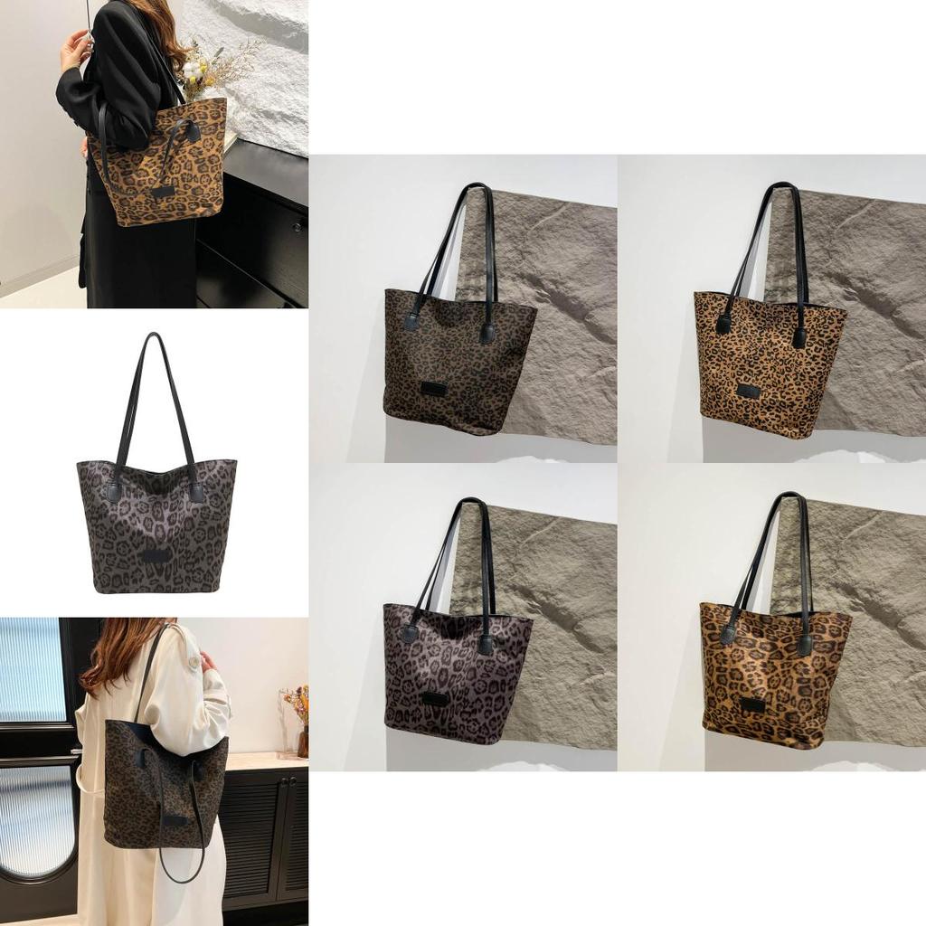 Стильная вместительная сумка-тоут для женщин с шикарным леопардовым принтом для осени и зимы