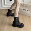Design Sense Niche Denim Trouser Boots Women's Spring and Summer New Medium Tube Cigarette Casual Thick-soled Martin Boots