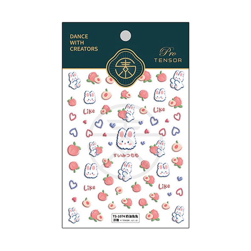 5D Spring Colored Flowers Daisy Embossed Reliefs Nail Art Stickers 3D Adhesive Nail Decorations Decals