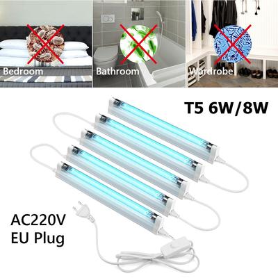 6W 8W 220V Бактерицидный светильник T5 Лампа накаливания УФ-озоновая лампа с вилкой европейского стандарта