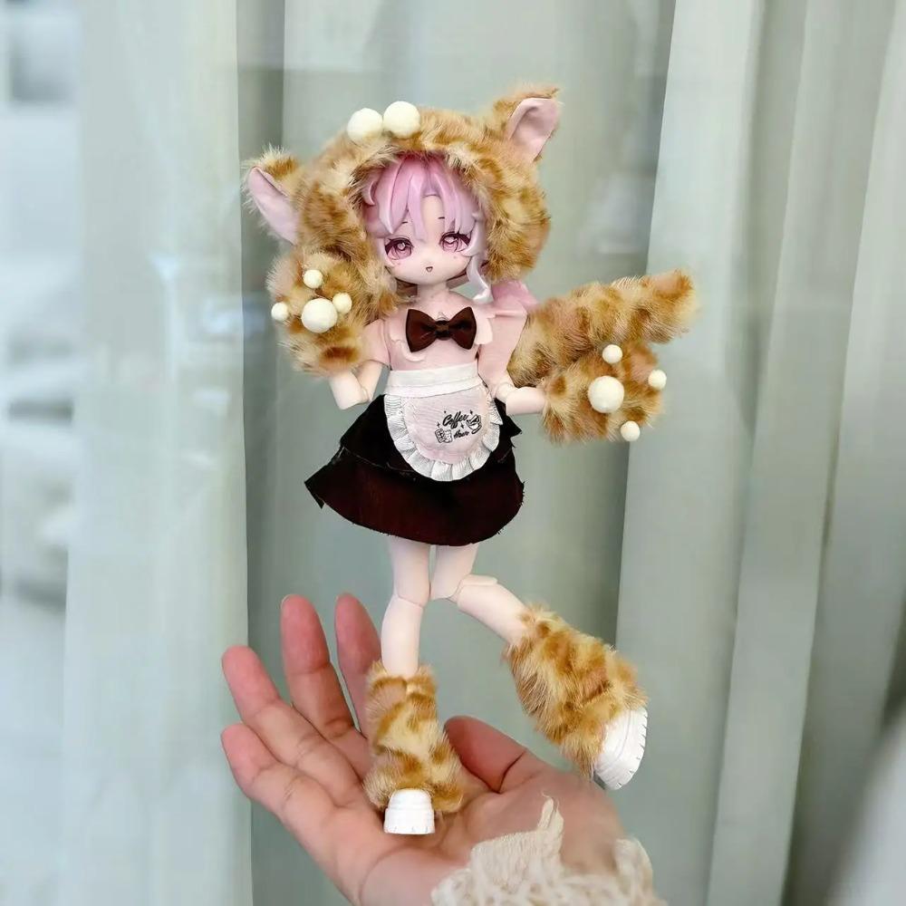 Набор зимней одежды для кукол 1/8 1/12 OB11 BJD - Милый теплый наряд горничной из плюша, аксессуары для переодевания кукол (Только Одежда)