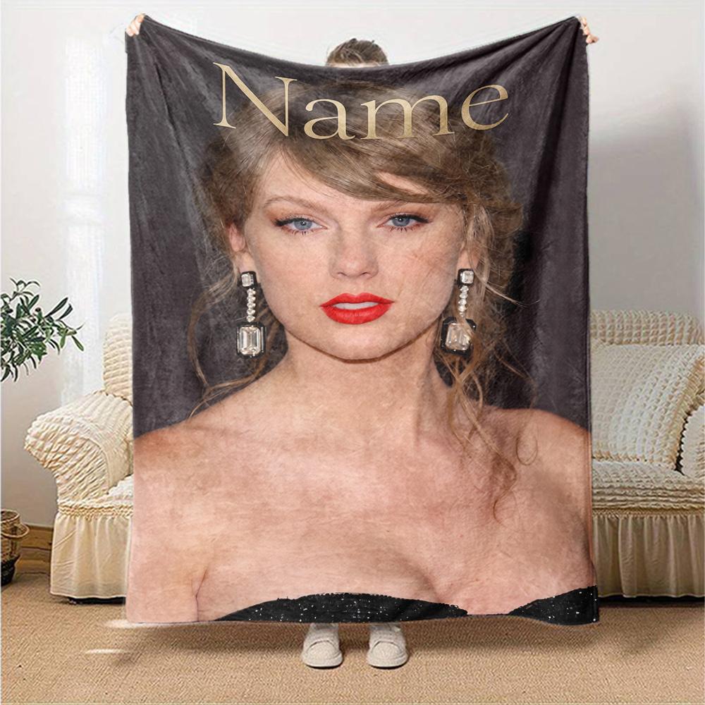 Custom Name Taylor Theme Printed Blanket Perfect For Couch Bed Travel Outdoor Use Machine Washable Cozy Durable