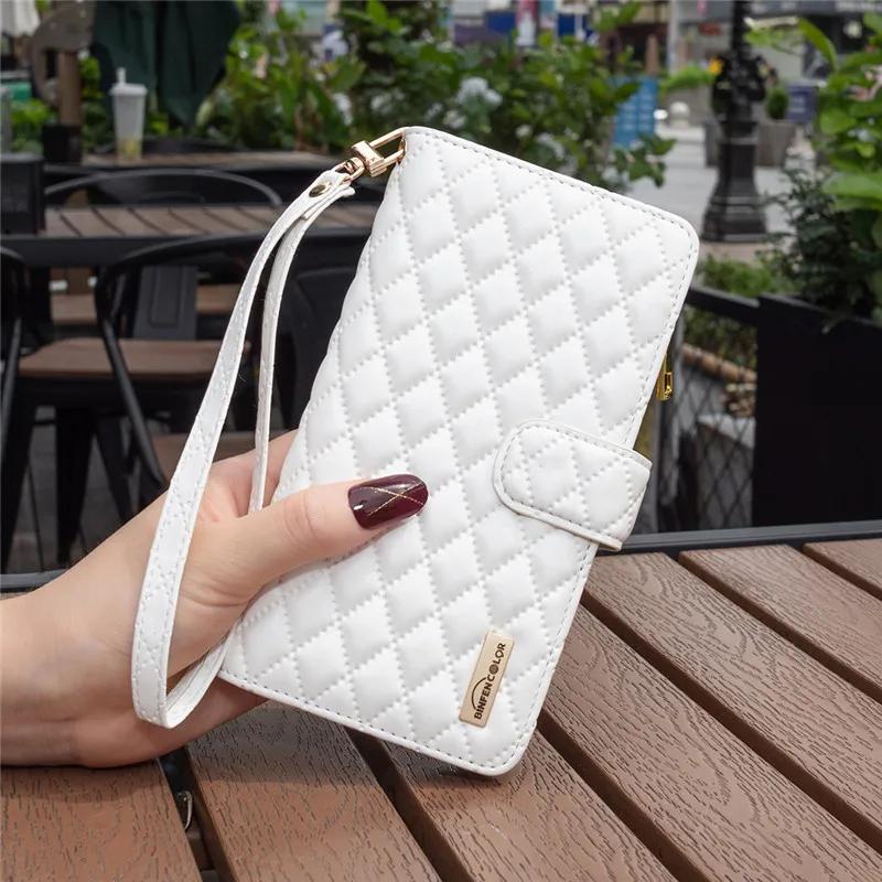 Luxury Lanyard Zipper Wallet Card Slot Phone Case For Samsung Galaxy Z Fold 7 6 5 4 3 Fold6 Fold5 Fold4 Leather Flip Stand Cover