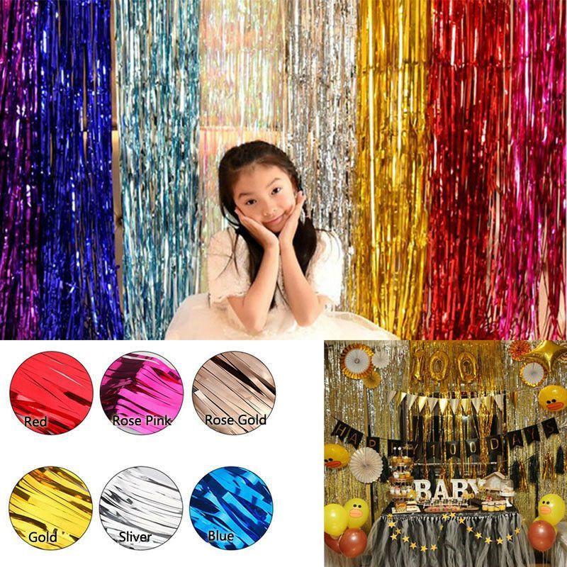 Яркие Металлические Занавесы для Вечеринки для Украшения Дня Рождения и Свадьбы