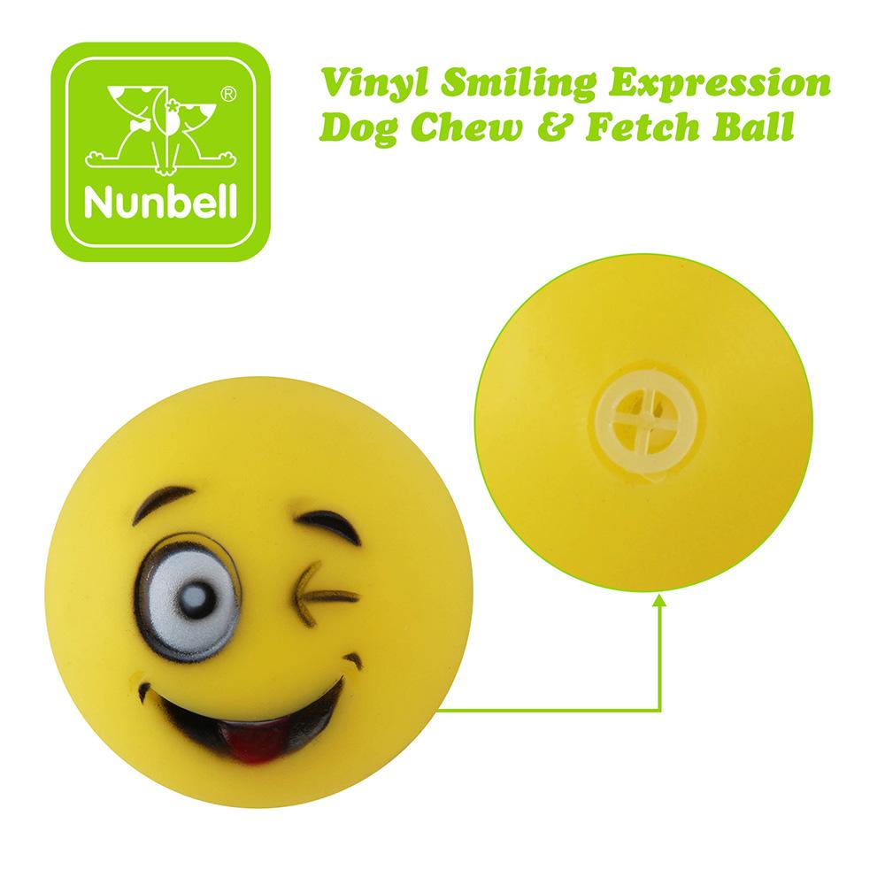 Soft Vinyl Squeaky Dog Toy Ball Funny Emoji Face Durable Chew Toy for Small Medium Large Dogs Interactive Teeth Cleaning Pet Toy 5