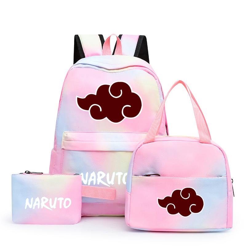 3 шт., школьный рюкзак в стиле аниме для девочек Y2K с сумками для обеда, школьный рюкзак, комплект холщовых сумок, детская сумка-ручка