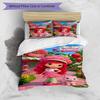 3pcs Duvet Cover Set (1*Duvet Cover + 2*Pillowcase, Without Core), Strawberry Shortcake Print Bedding Set, Bedroom Decor, All‑Season, Birthday Gift