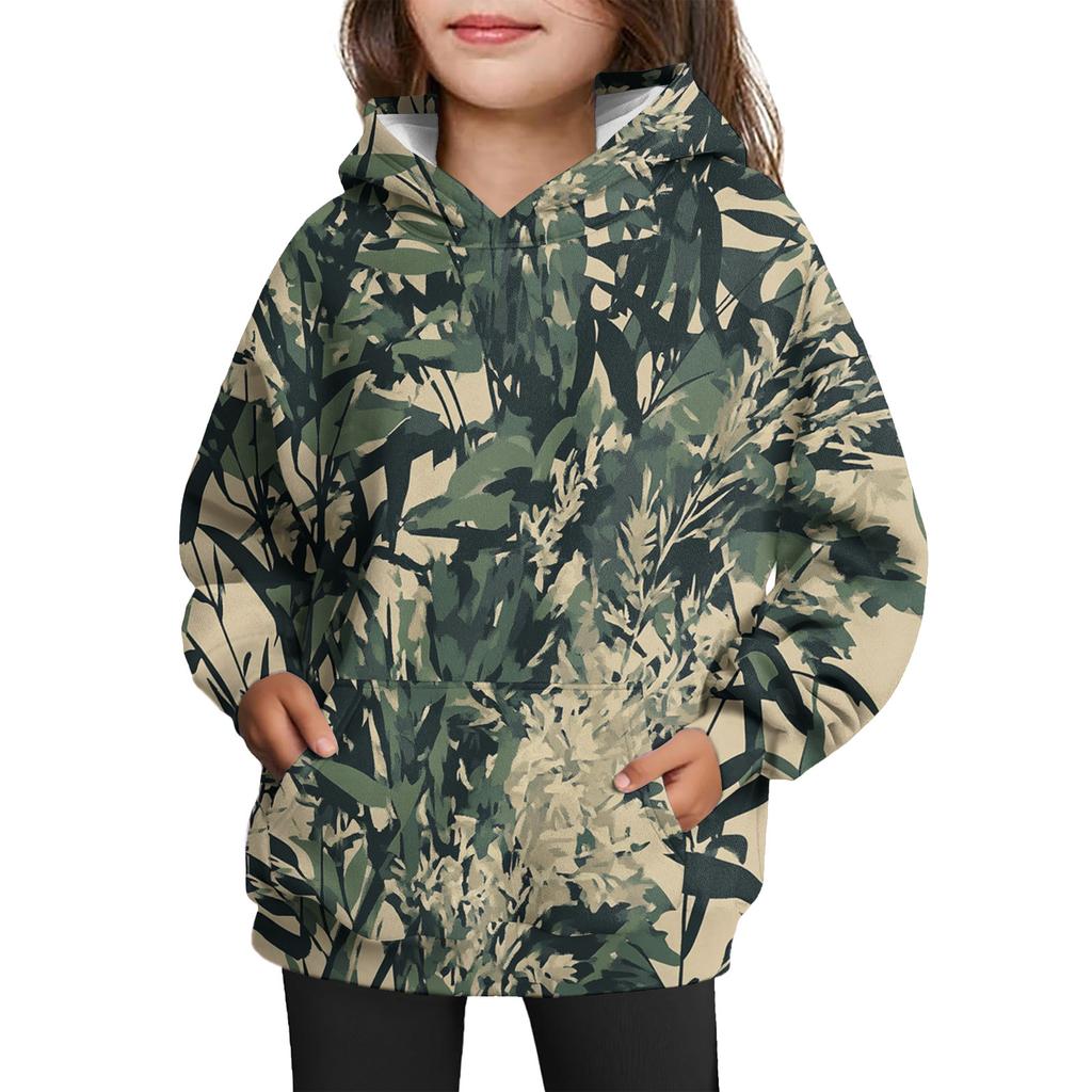 Girls' Hooded Tie- Sweatshirt - Pullover Print Top
