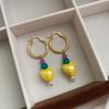 Elegant Temperament Design Sense Small Fresh Yellow Earrings Girls Simple Niche Versatile Love Bead Earrings Earrings