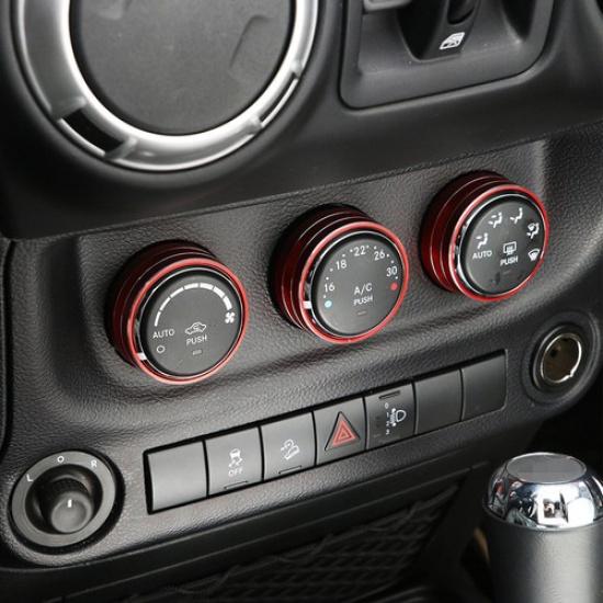 3X Кольцо-накладка на ручку кнопки кондиционера для Jeep Wrangler JK 11-17 и Compass 10-16