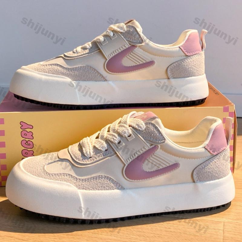 Модная женская повседневная трендовая спортивная обувь Новая модная платформа из искусственной кожи Кроссовки Женская легкая нескользящая обувь на шнуровке Вулканизированная обувь