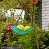Iron Hanging Flower Pot Colorful Rooster Planter with Wide Planting Container and Chain System for Off-Floor Flower Displays on Patios and Porches