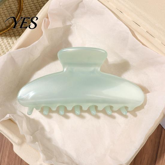 Pearlescent Finish Hair Claw for Women, Semi-Transparent Tones Clip, Large Size Back Head Thick Long Semi-transparent