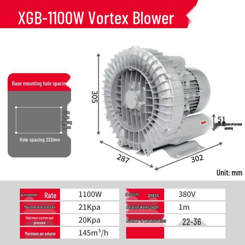 220V High-Pressure Vortex Air Pump for Industrial and Fish Pond Aeration
