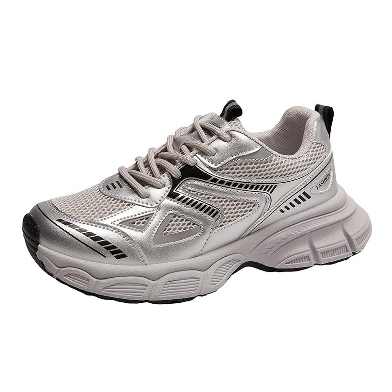 Мода Новые женские вулканизированные туфли Круглый носок Плоские туфли для женщин На шнуровке Платформа Женские кроссовки Уличная повседневная Воздушная сетка Обувь для пар