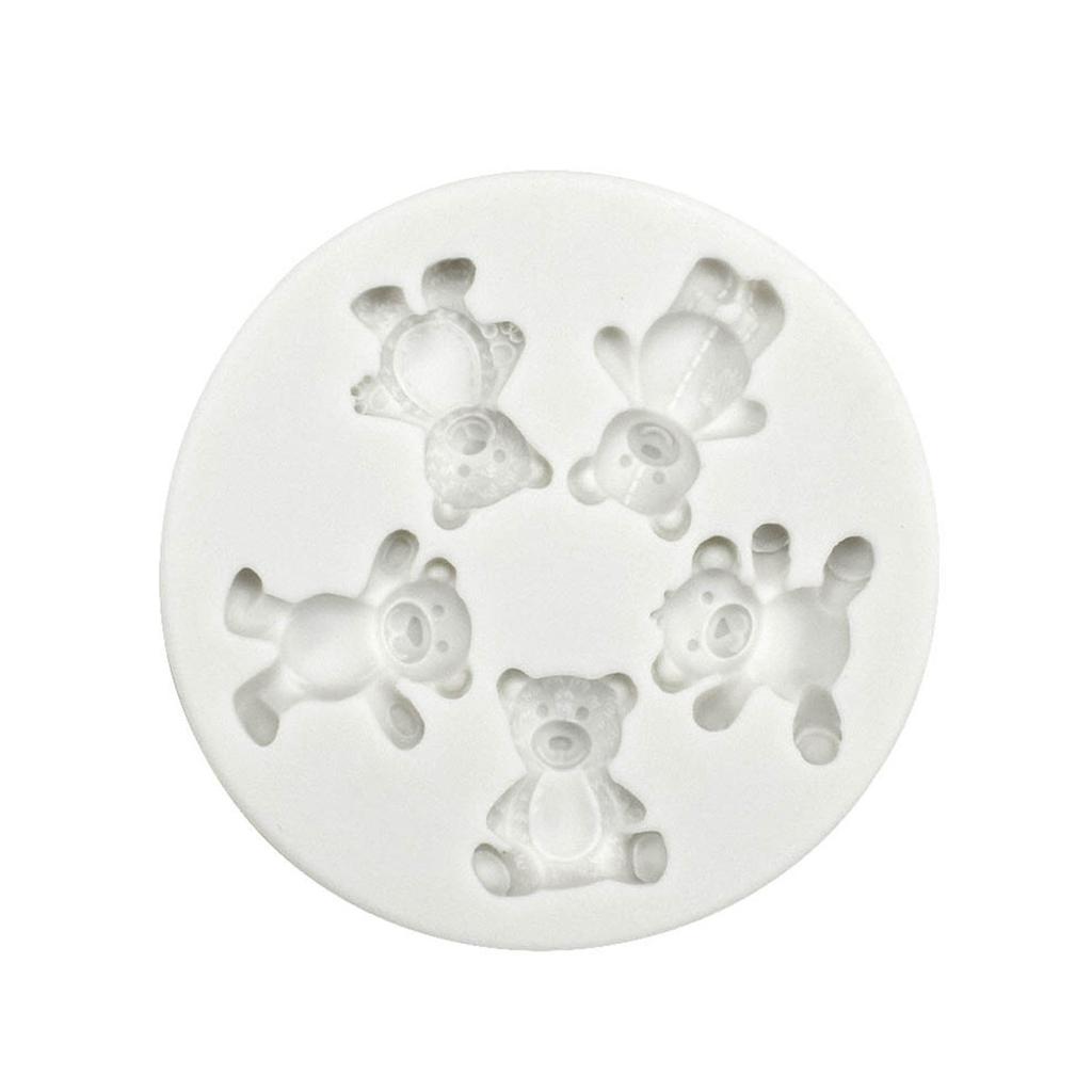 5-соединительная форма для сахарного торта с медведем, форма для помадки, пищевая силиконовая форма, инструменты для выпечки, форма для сахара, форма для шоколадной помадки