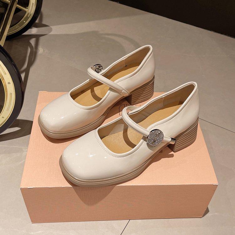 Soft Mary Jane Shoes Fashionable and Comfortable Spring and Summer Middle Heel Soft Bottom Commuting Small Size Women's Shoes
