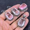 Natural Pink Kunzite Gemstone Handmade 925 Sterling Silver Jewelry Set P5r71