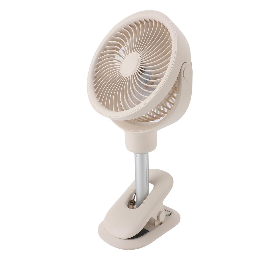 Oscillating Desk Clip On Fan Telescopic 4 Speeds Quiet USB Rechargeable Portable Small Stand Fan