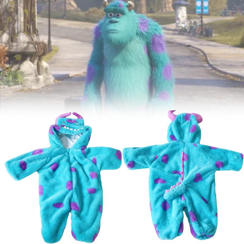 Adorable Baby Sullivan Monster Plush Onesie Thick Hooded Pajamas For Autumn Winter