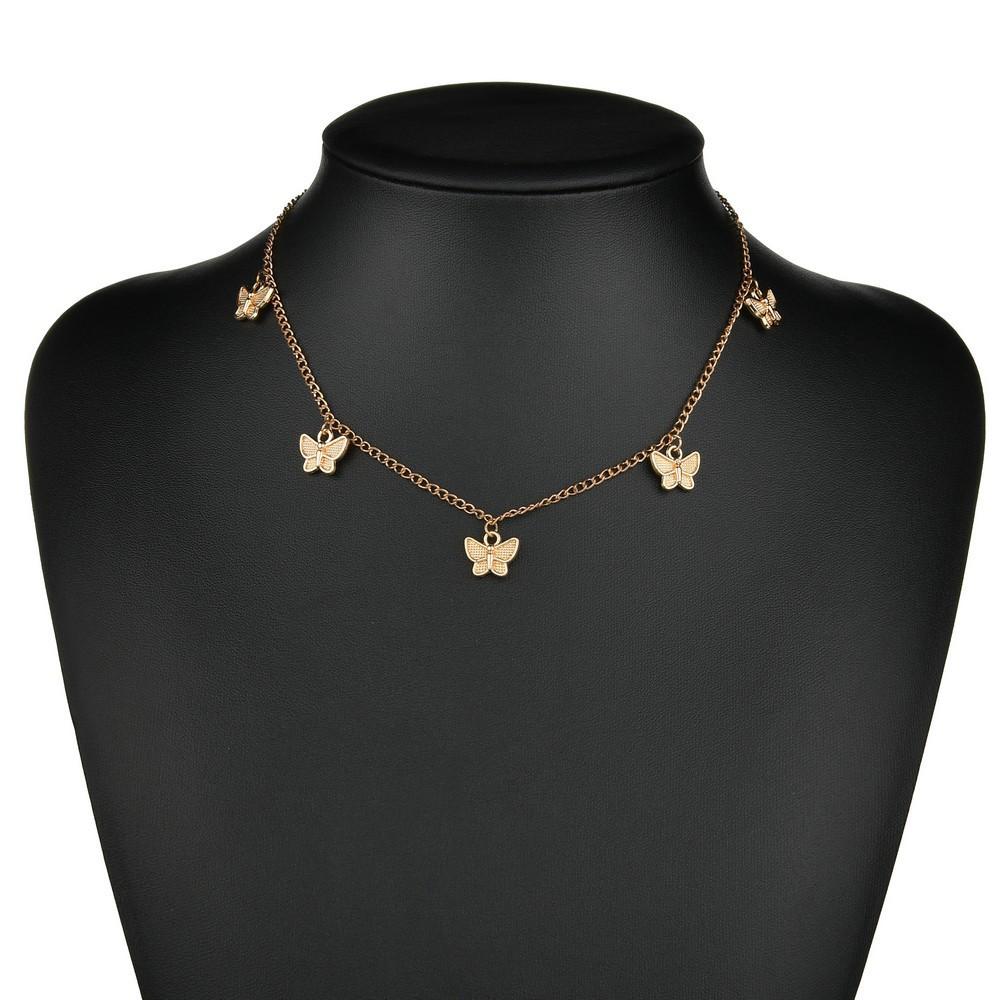 Accessories Simple Thin Chain Alloy Butterfly Pendant Necklace Women's Collarbone Chain