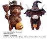2Pcs Halloween Highland Cow Resin Figurine Wizard Hat Pumpkin Broom