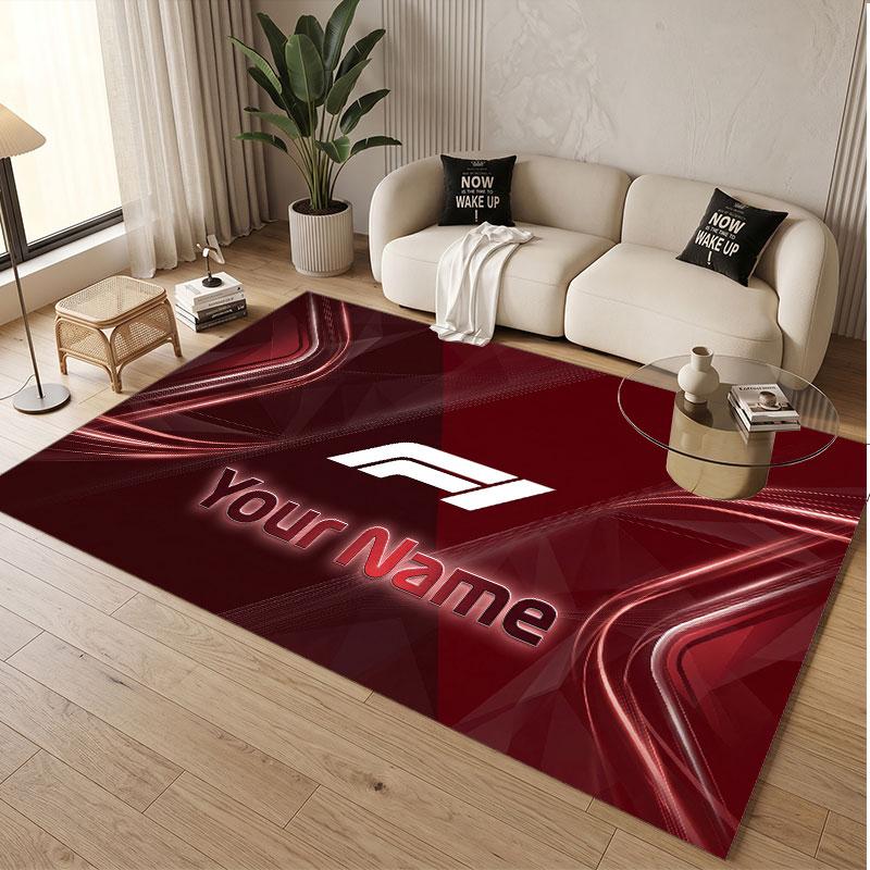Custom Rug F1 Pattern Print Name Text Soft Non‑Slip Floor Carpet for Home Indoor Decoration