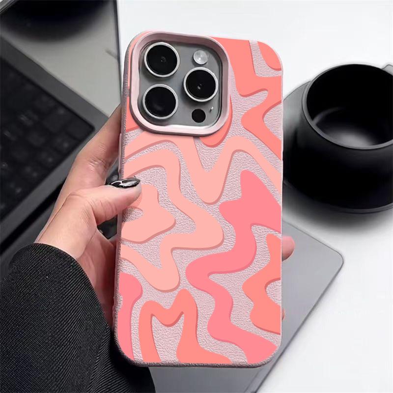 Чехол для телефона с цветной полоской и текстурой из кожи для iPhone 16 Pro 15 14 13 12 Pro Max, противоударный матовый тонкий однотонный мягкий чехол из ТПУ с защитой от падений
