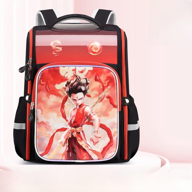 Nezha Children Cartoon Backpack With Spacious Storage For Elementary Students