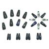 Christmas Long Winter Snowflake Wear Nails Black Blue And White Gradient Glitter Nail Art Patches Fake Nail Patches