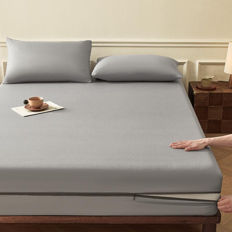 Nano Waterproof Breathable Mattress Protector, 6-Sided Zipper Encasement Silent Anti-mite Dustproof Bed Cover for Home Bedroom